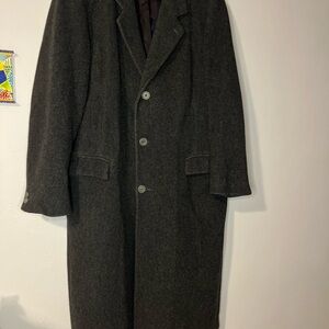 STANLEY BLACKER Vintage Gray Long Overcoat 42 Long 100% Pure Wool
